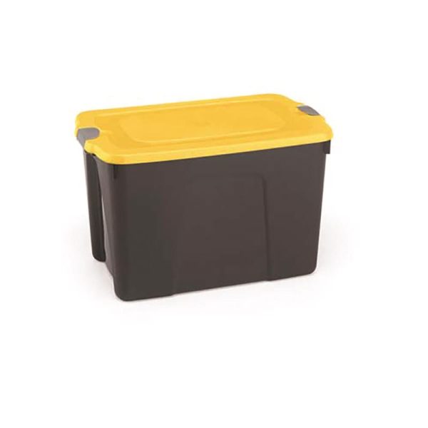 Homz Durabilt 31 gal Black/Yellow Storage Tote 17.25 in. H X 19 in. W X 30 in. D Stackable
