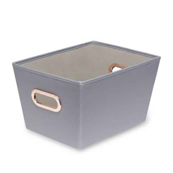 Honey-Can-Do Gray Tote Bin 7-9/16 in. H X 9-13/16 in. W X 13 in. D