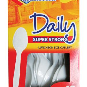 Diamond White Plastic Heavy Duty Spoons 48 pk