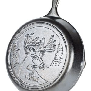 Lodge Wildlife Series-Whitetail Buck Cast Iron Skillet 10-1/4 in. Black