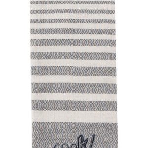 Kay Dee Cooks Kitchen Graphite Cotton Embroidered Tea Towel 1 pk