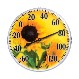 Taylor Sunflower Dial Thermometer Plastic Yellow 5.25 in.