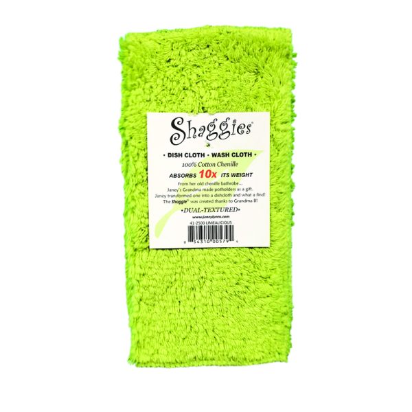 Janey Lynn's Designs Shaggies Limealicious Cotton Solid Dish Cloth 2 pk