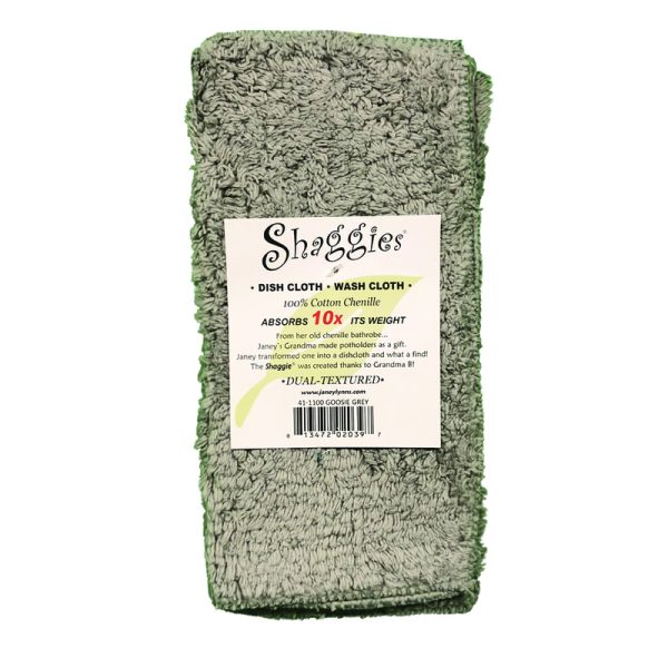 Janey Lynn's Designs Shaggies Goosie Gray Cotton Solid Dish Cloth 2 pk