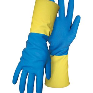 Boss Men's Indoor/Outdoor Gauntlet Cuff Chemical Gloves Blue/Yellow L 1 pair