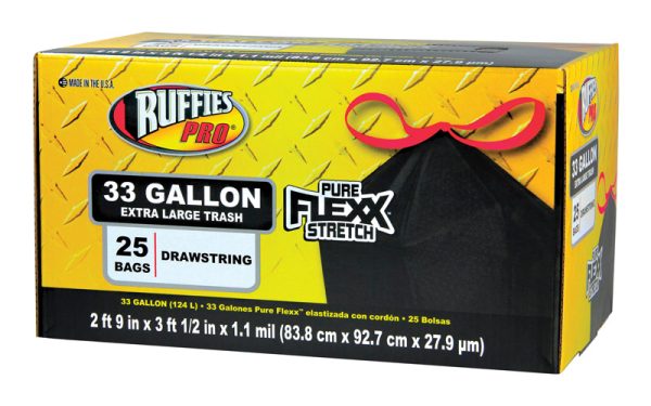 Ruffies Pro 33 gal Trash Bags Drawstring 25 pk