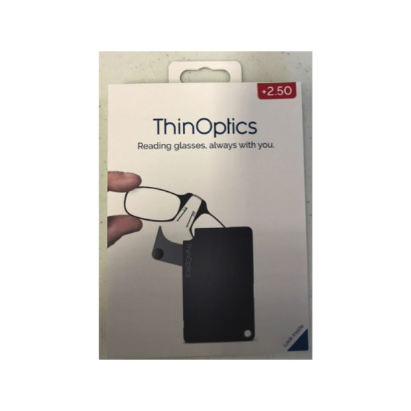 ThinOptics Always With You Black Reading Glasses w/FlashCard Case +2.50