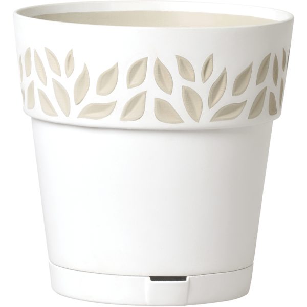 Deroma 9.9 in. D Resin Leaf Planter White