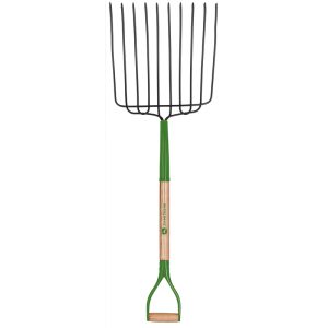 John Deere 10 Tine Steel Bedding Fork 30 in. Wood Handle