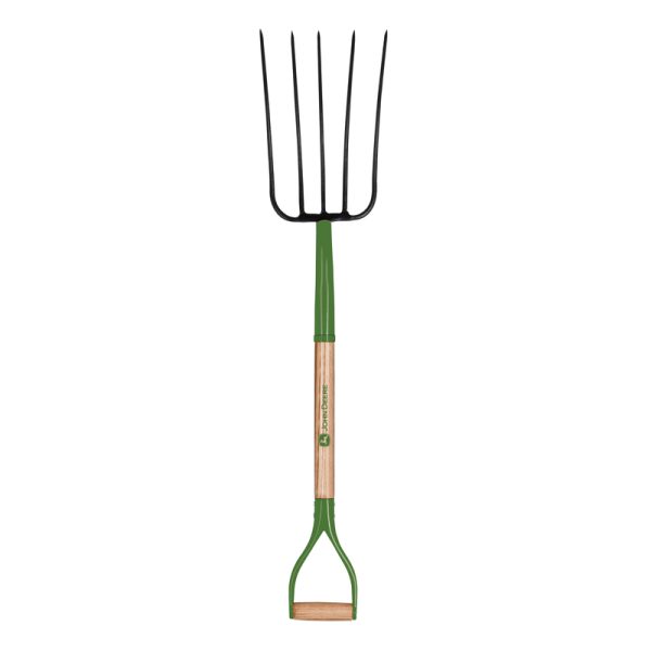 John Deere 5 Tine Steel Compost Fork 36 in. Wood Handle