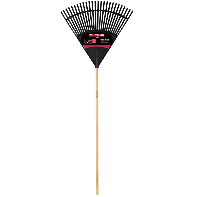 Truper Tru-Tough 66.5 in. 26 Tine Poly Leaf Rake Wood Handle ...