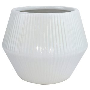 Trendspot Rena 6.4 in. H X 8 in. D Ceramic Planter White