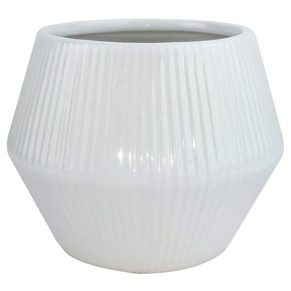 Trendspot Rena 6.4 in. H X 8 in. D Ceramic Planter White