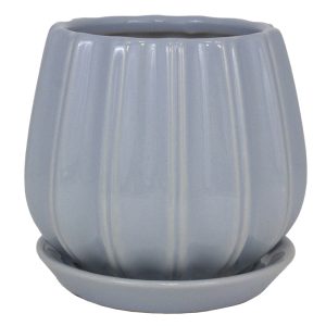 Trendspot Contour 6 in. D Ceramic Planter Light Blue