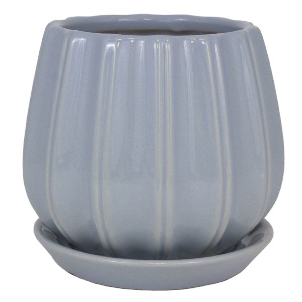 Trendspot Contour 6 in. D Ceramic Planter Light Blue