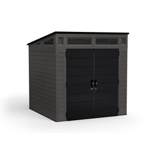 Suncast Modernist 7 ft. x 7 ft. Plastic Vertical Storage Shed with Floor Kit Gray