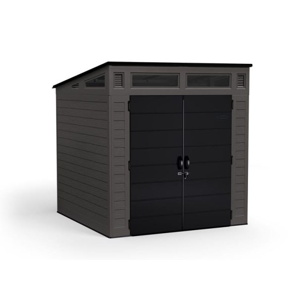 Suncast Modernist 7 ft. x 7 ft. Plastic Vertical Storage Shed with Floor Kit Gray