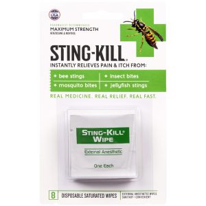 Sting Kill White Anesthetic Wipes 8 pk