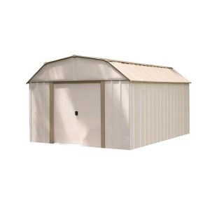 Arrow Lexington 10 ft. x 14 ft. Metal Vertical Barn Storage Shed without Floor Kit White