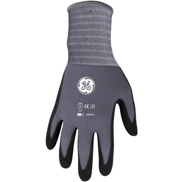 General Electric Unisex Dipped Gloves Black/Gray L 1 pair