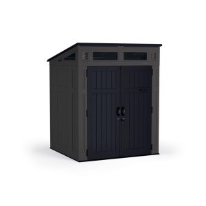 Suncast Modernist 6 ft. x 5 ft. Plastic Vertical Storage Shed with Floor Kit Gray
