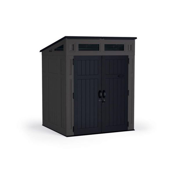 Suncast Modernist 6 ft. x 5 ft. Plastic Vertical Storage Shed with Floor Kit Gray