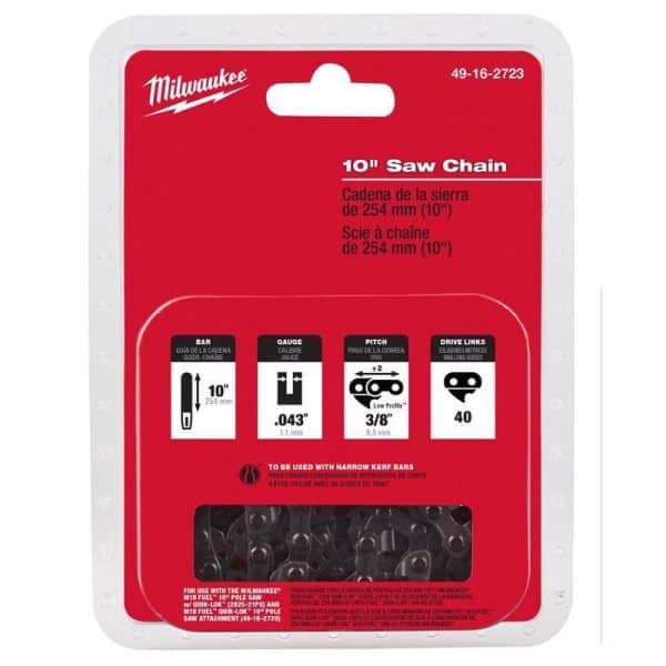 Milwaukee 49-16-2723 10 in. 40 links Replacement Chainsaw Chain