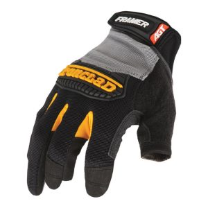 Ironclad Framer Men's Hook & Loop Fingerless Gloves Black/Gray XL 1 pk