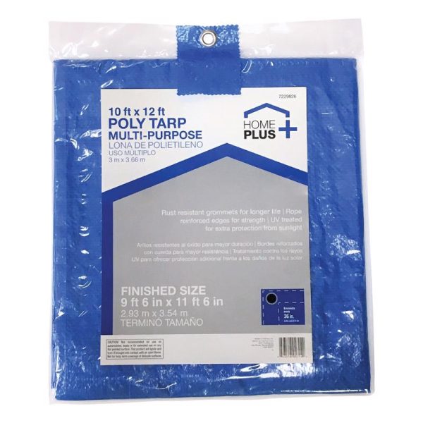 Home Plus 10 ft. W X 12 ft. L Light Duty Polyethylene Tarp Blue ...