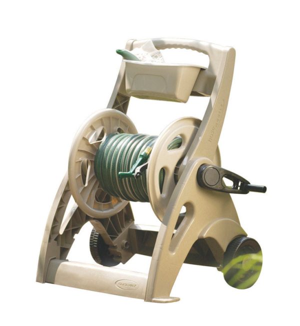 Suncast Smart Tube 225 ft. Taupe Retractable Wheeled Hose Reel Cart