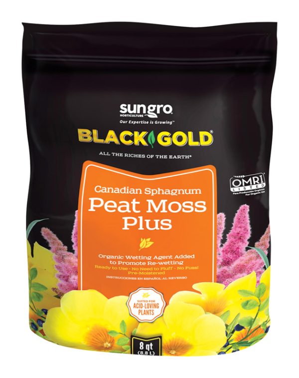 Black Gold Plus Organic Canadian Sphagnum Peat Moss 8 qt