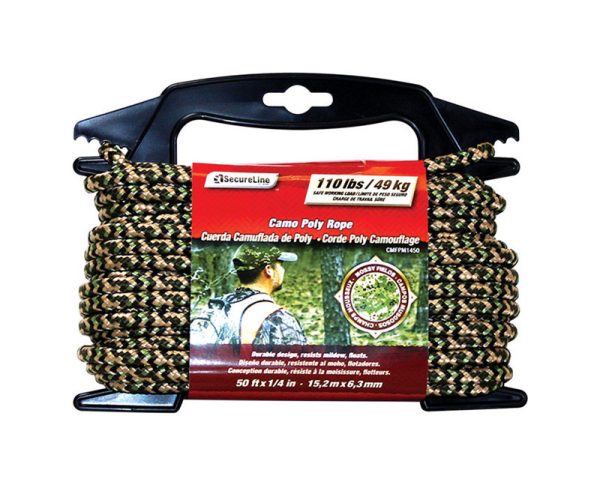 SecureLine 1/4 in. D X 50 ft. L Camouflage Diamond Braided Polypropylene Rope