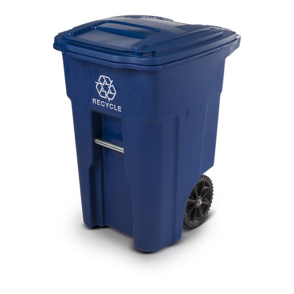 Toter 48 gal Blue Polyethylene Wheeled Recycling Bin Lid Included