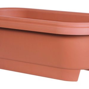 Bloem 9 in. H X 24 in. W X 12 in. D Plastic Deck rail Deck Rail Planter Terracotta Clay