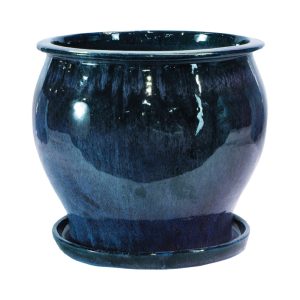 Trendspot 7 in. H X 8 in. D Ceramic Planter Blue