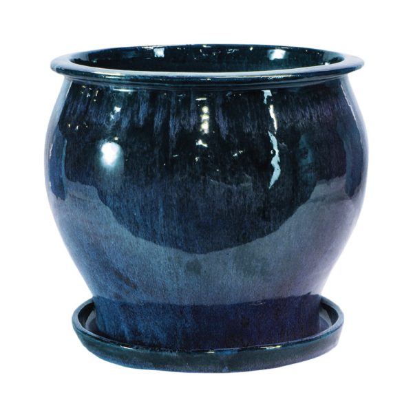 Trendspot 7 in. H X 8 in. D Ceramic Planter Blue