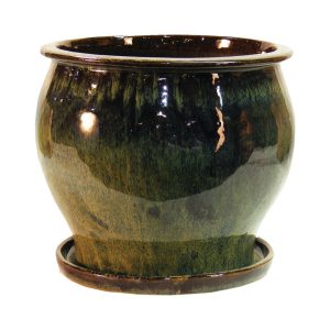 Trendspot 7 in. H X 8 in. D Ceramic Planter Green