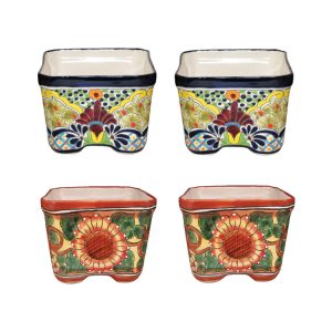 Avera Talavera 6 in. H X 8 in. W X 8 in. D Ceramic Planter Set Multicolored