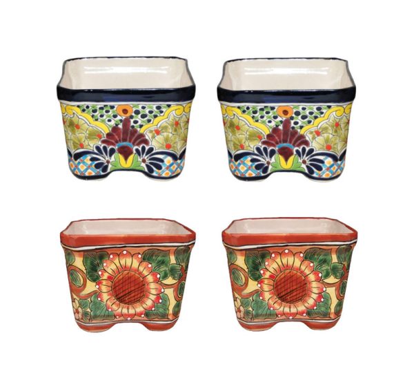 Avera Talavera 6 in. H X 8 in. W X 8 in. D Ceramic Planter Set Multicolored