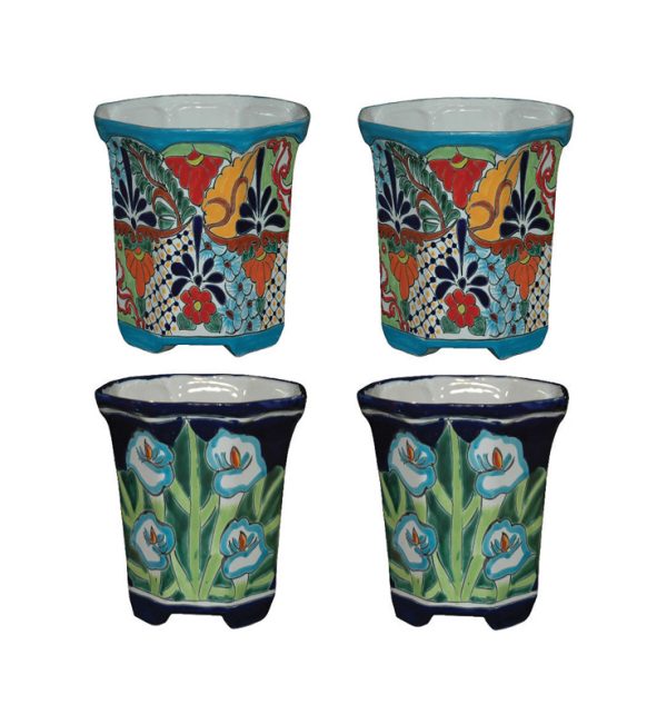 Avera Talavera 8.25 in. H X 8.5 in. W Ceramic Planter Set Multicolored