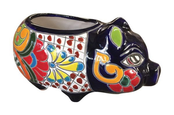 Avera Talavera 6 in. H X 9 in. W Ceramic Pig Planter Multicolored