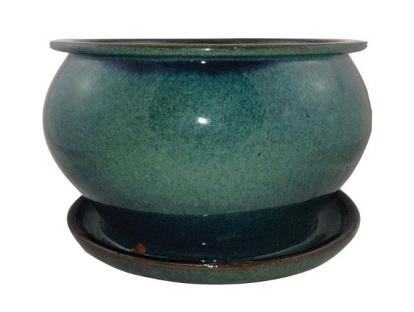 Trendspot 8 in. H X 8 in. W Ceramic Planter Aqua