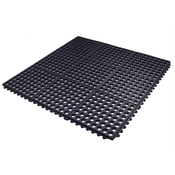 Flexgard 36 in. L X 36 in. W Black Interlocking Ring Mat Rubber Anti Fatigue Mat