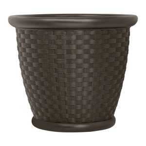Suncast Sonora 15.75 in. H X 18 in. W Resin Planter Brown