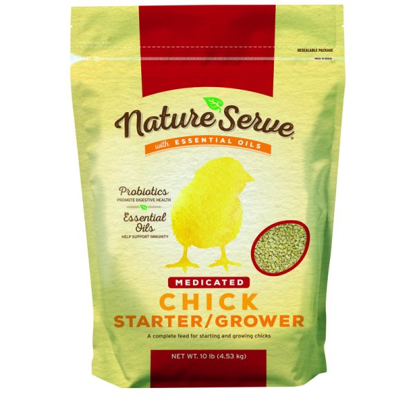 NatureServe Medicated Grower/Starter Feed Crumble For Poultry 10 lb