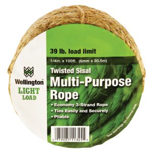 Wellington 1/4 in. D X 100 ft. L Natural Twisted Sisal Rope