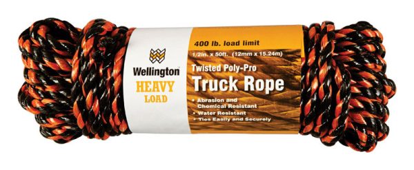 Wellington 1/2 in. D X 50 ft. L Black/Orange Twisted Poly Truck Rope