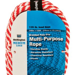 Wellington 3/8 in. D X 50 ft. L Red/White Solid Braided Poly Derby Rope