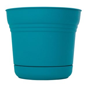 Bloem Saturn 10.8 in. H X 12 in. D Plastic Planter Bermuda Teal