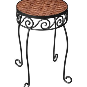 Panacea 16-1/2 in. H Brown Steel/Wicker Plant Stand